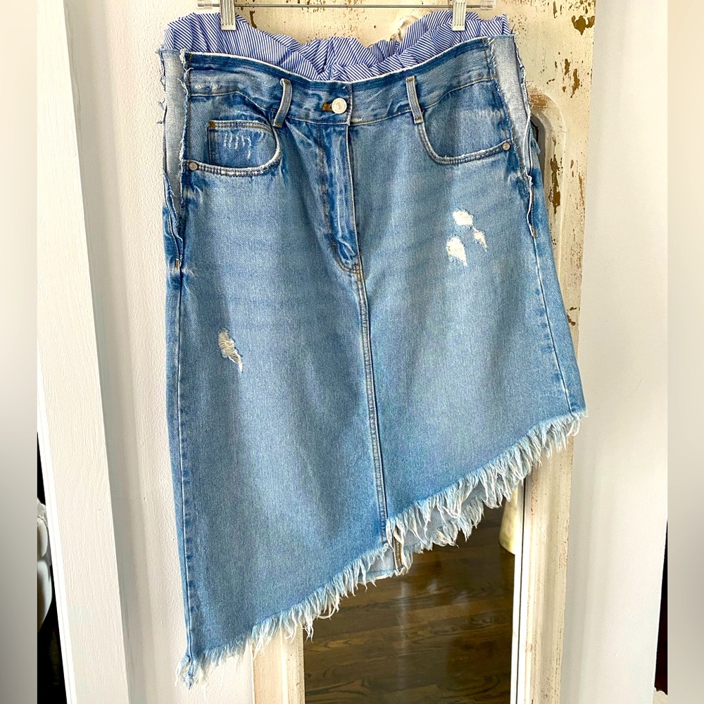 Distressed Denim Skirt